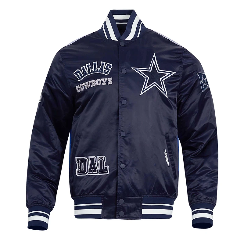 Men's Pro Standard Navy Dallas Cowboys Sublimated Satin Full-Snap Jacket