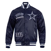 Men's Pro Standard Navy Dallas Cowboys Sublimated Satin Full-Snap Jacket
