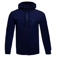 Men's Pro Standard Navy Dallas Cowboys Triple Tonal Full-Zip Hoodie