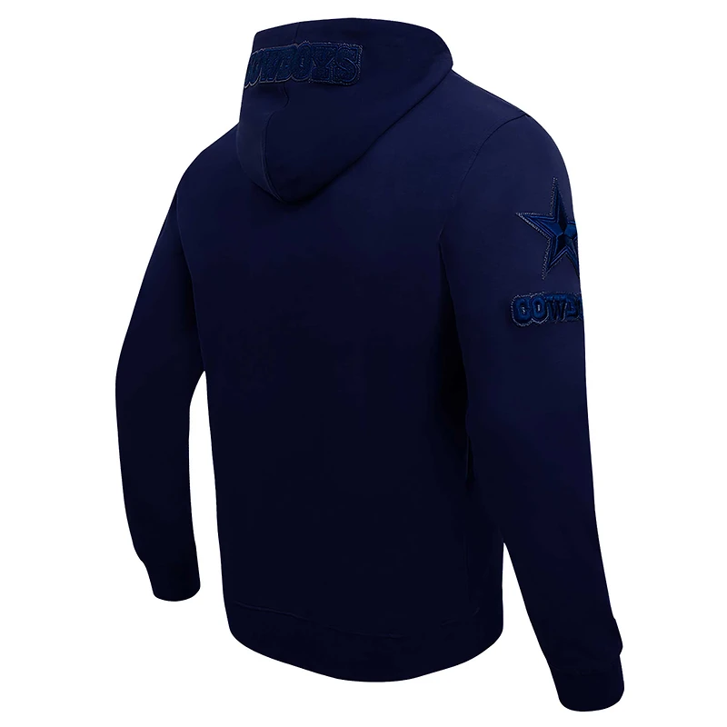 Sweat à capuche entièrement zippé triple ton sur Pro Standard pour hommes, bleu marine, Dallas Cowboys