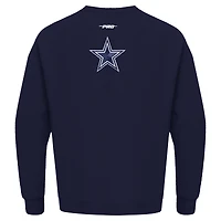 Men's Pro Standard Navy Dallas Cowboys Turn It Up Drop Shoulder Pullover Sweatshirt