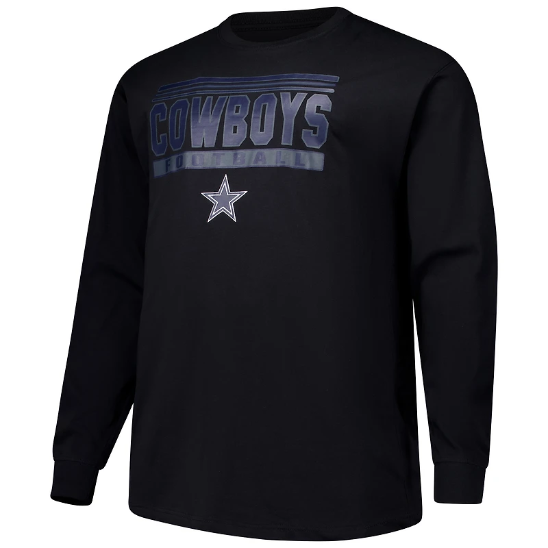 T-shirt à manches longues Pop Big & Tall pour homme avec profil noir des Cowboys de Dallas