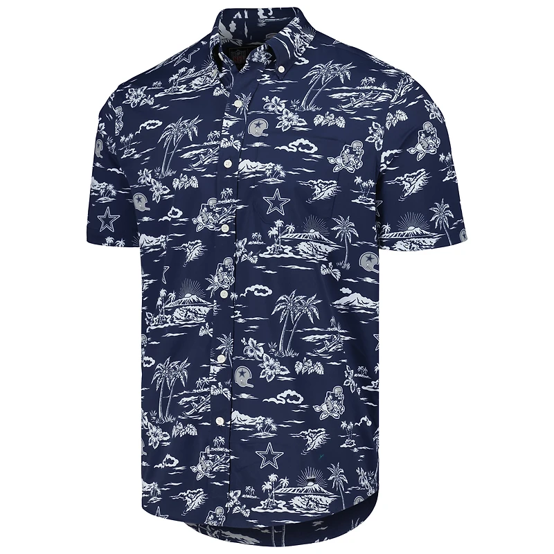 Chemise boutonnée à imprimé Kekai pour hommes Reyn Spooner bleu marine Dallas Cowboys Throwback