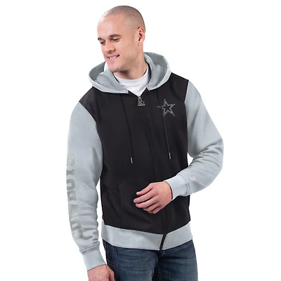 Sweat à capuche zippé Starter noir/marine Dallas Cowboys Thursday Night Gridiron pour homme
