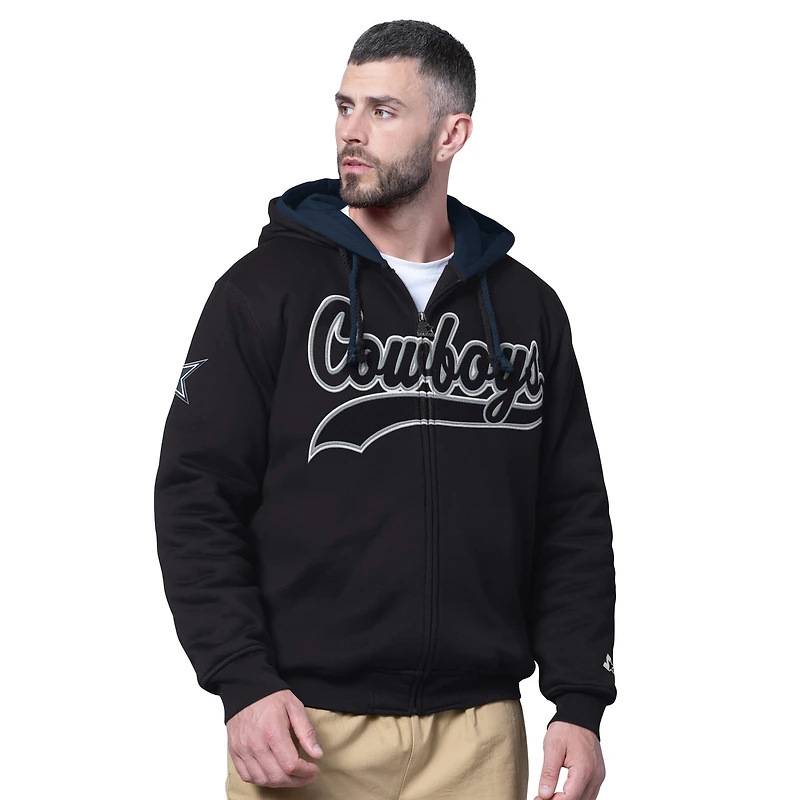 Men's Starter Black Dallas Cowboys Big Shot Full-Zip Double Hoodie