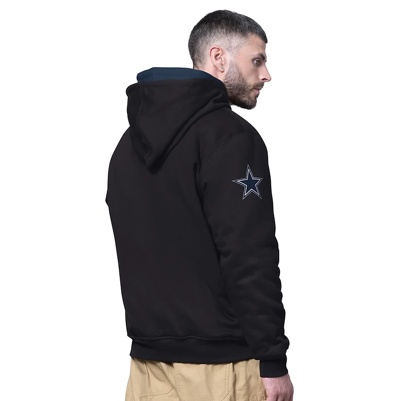 Men's Starter Black Dallas Cowboys Big Shot Full-Zip Double Hoodie
