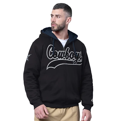 Men's Starter Black Dallas Cowboys Big Shot Full-Zip Double Hoodie