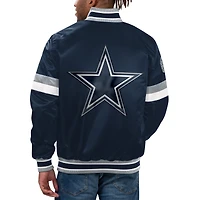 Veste universitaire à bouton-pression en satin pour hommes Starter Blue Dallas Cowboys Home Game