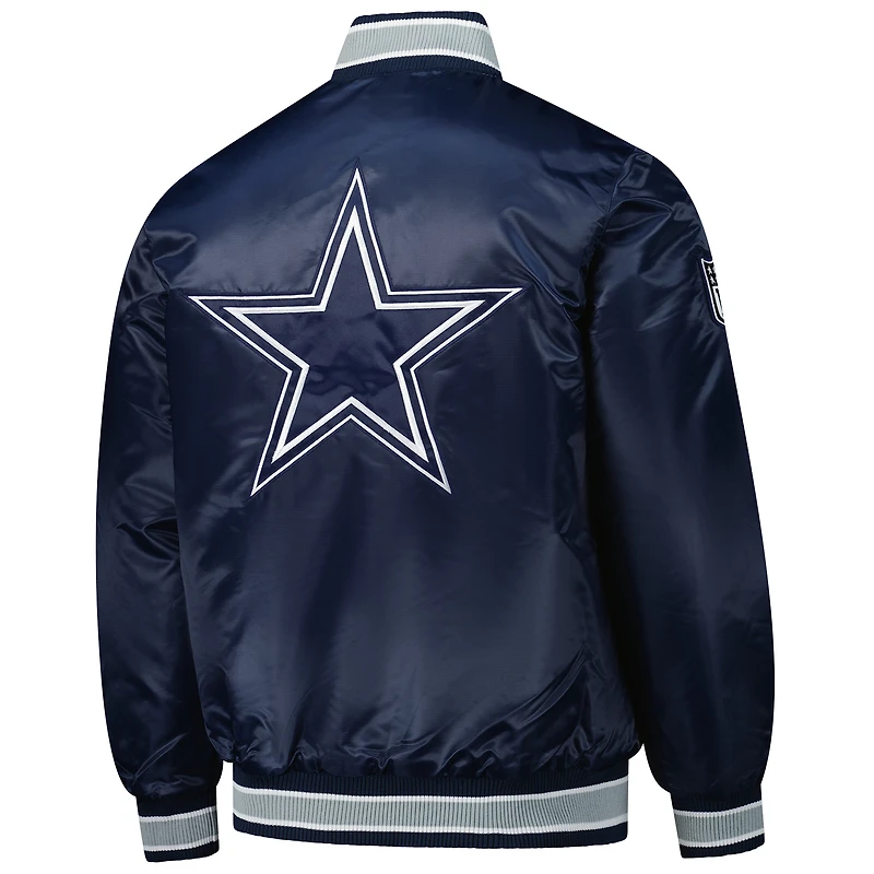 Men's Starter Navy/Gray Dallas Cowboys Closer Reversible Satin Full-Snap Jacket