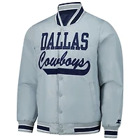 Men's Starter  Navy/Gray Dallas Cowboys Closer Reversible Satin Full-Snap Jacket