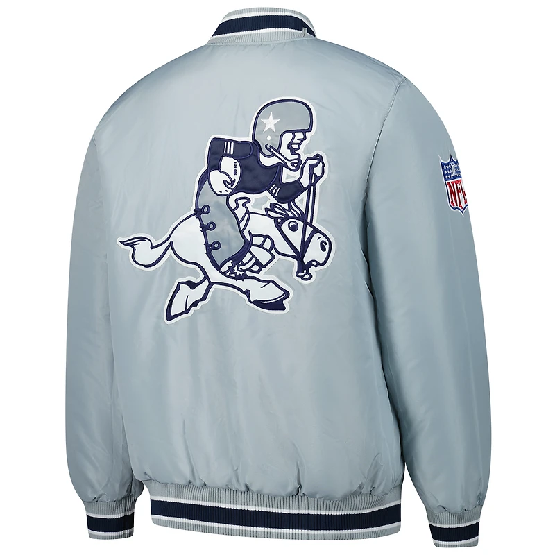 Men's Starter Navy/Gray Dallas Cowboys Closer Reversible Satin Full-Snap Jacket