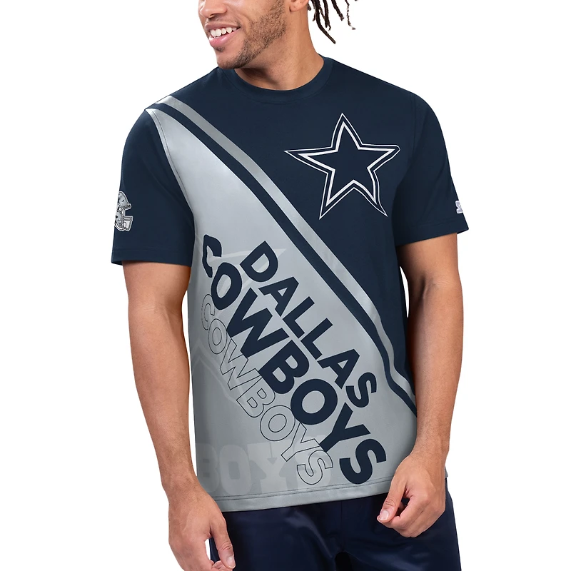 Men's Starter Navy/Silver Dallas Cowboys Finish Line T-Shirt