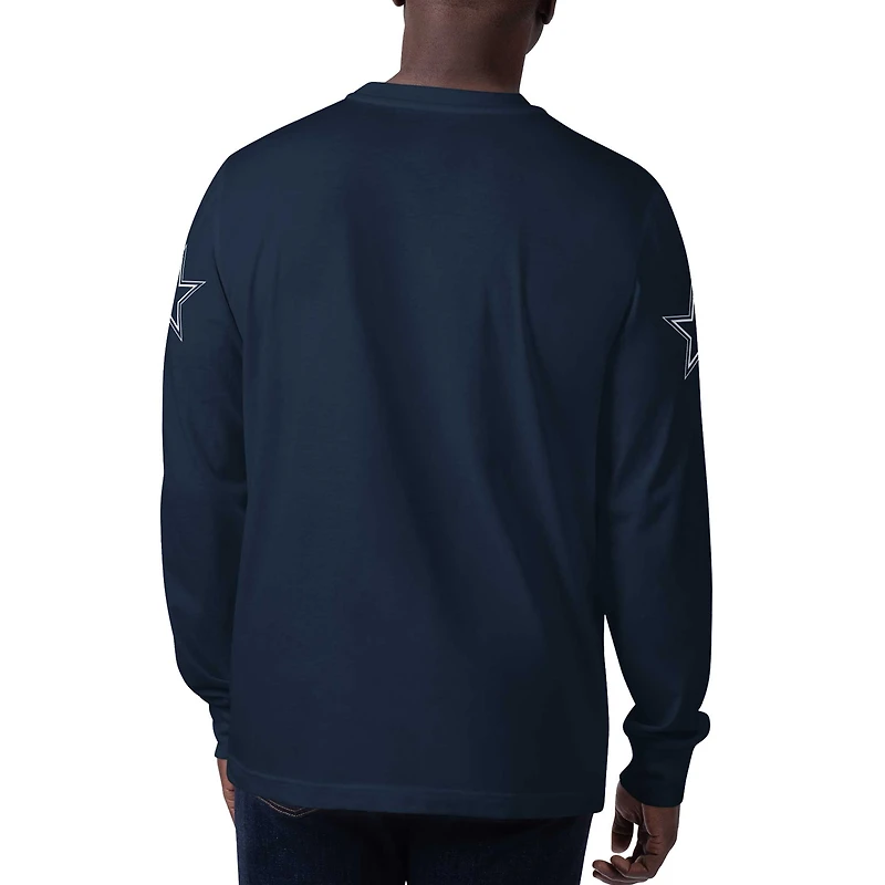 Men's Starter Navy Dallas Cowboys Clutch Hit Long Sleeve T-Shirt