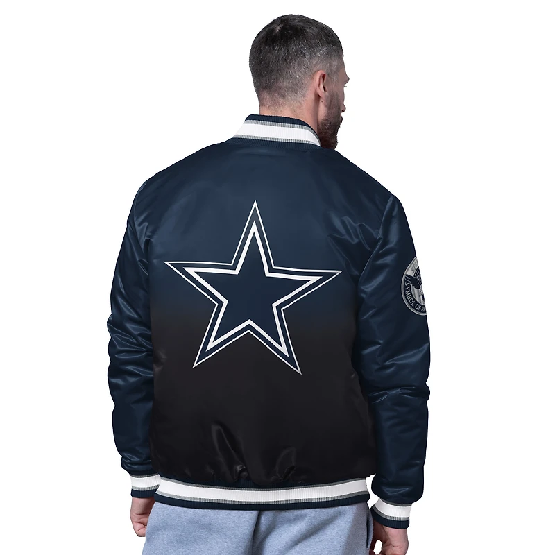 Veste universitaire Starter Navy Dallas Cowboys Pass Rush pour homme, fermeture à boutons-pression