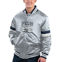 Men's Starter Silver Dallas Cowboys Home Game Satin Full-Snap Varsity Jacket