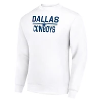 Men's Starter White Dallas Cowboys Team Mesh Print Graphic Pullover Sweatshirt