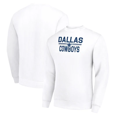 Men's Starter White Dallas Cowboys Team Mesh Print Graphic Pullover Sweatshirt