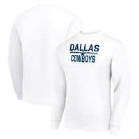 Men's Starter White Dallas Cowboys Team Mesh Print Graphic Pullover Sweatshirt