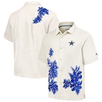 Men's Tommy Bahama Cream Dallas Cowboys Hibiscus Camp Button-Up Shirt