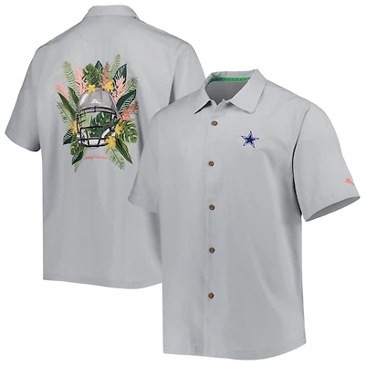 Chemise boutonnée Tommy Bahama gris Dallas Cowboys Coconut Point Frondly Fan Camp IslandZone pour hommes