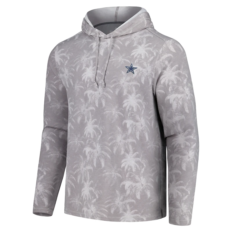T-shirt à capuche manches longues Tommy Bahama gris Dallas Cowboys Palm Frenzy pour hommes