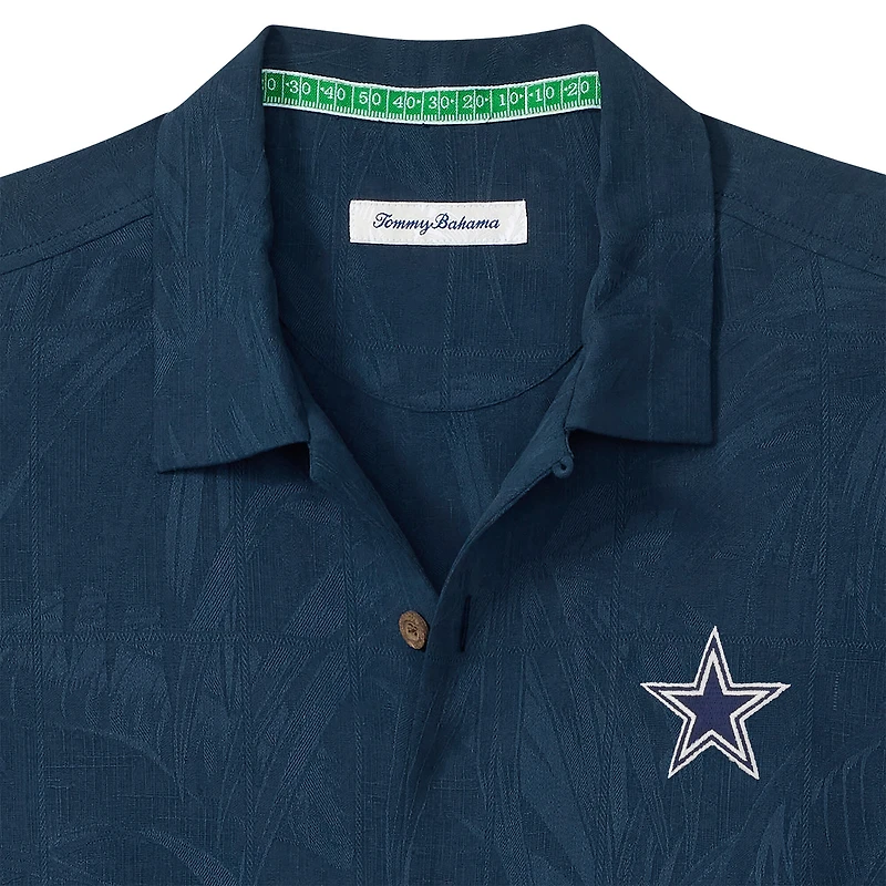 Chemise boutonnée Tommy Bahama bleu marine Dallas Cowboys Endzone Paradise COOLMAX pour homme