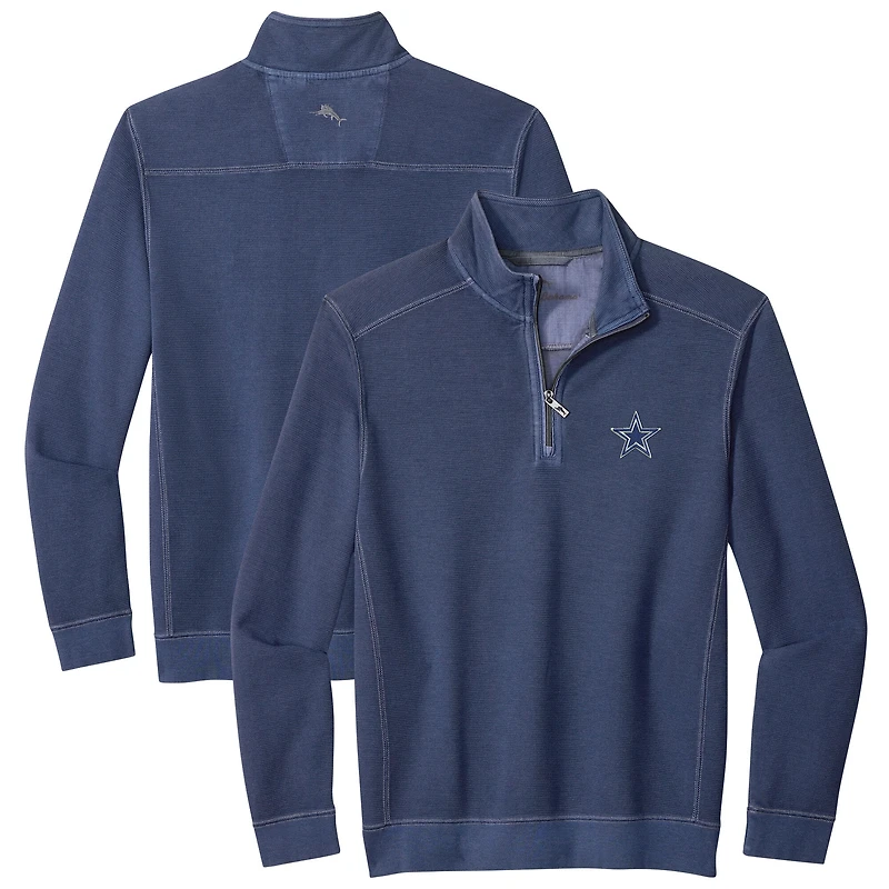 Pull Tommy Bahama bleu marine Dallas Cowboys Sport Tobago à demi-zip pour homme