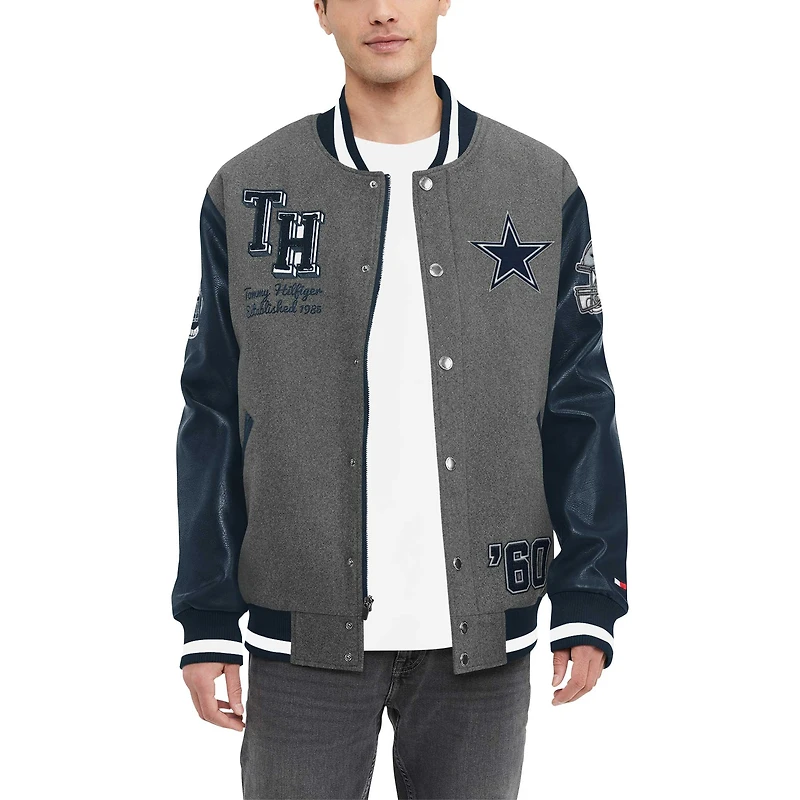 Men's Tommy Hilfiger Gray Dallas Cowboys Gunner Full-Snap Varsity Jacket