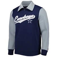 Men's Tommy Hilfiger Navy/Silver Dallas Cowboys Aiden Quarter-Zip Sweatshirt