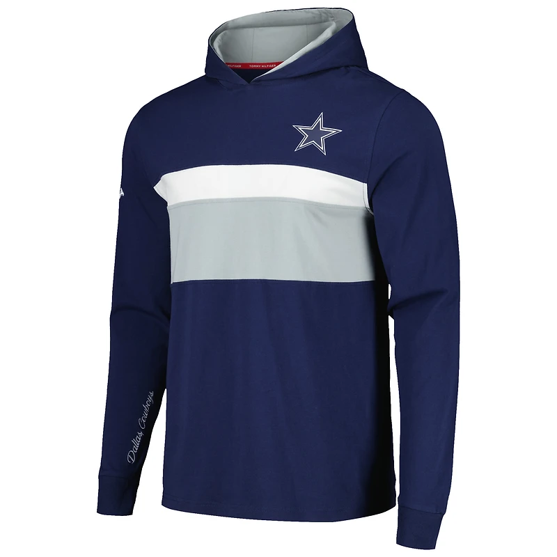 T-shirt à capuche manches longues Tommy Hilfiger bleu marine Dallas Cowboys Morgan pour hommes