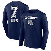 Men's Trevon Diggs Navy Dallas Cowboys Team Wordmark Name & Number Long Sleeve T-Shirt