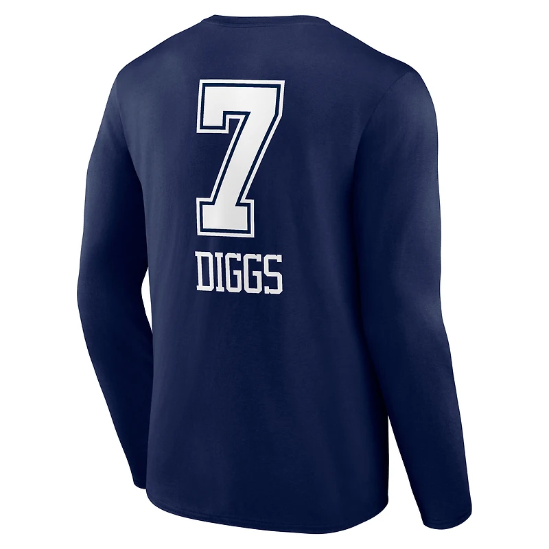 Men's Trevon Diggs Navy Dallas Cowboys Team Wordmark Name & Number Long Sleeve T-Shirt