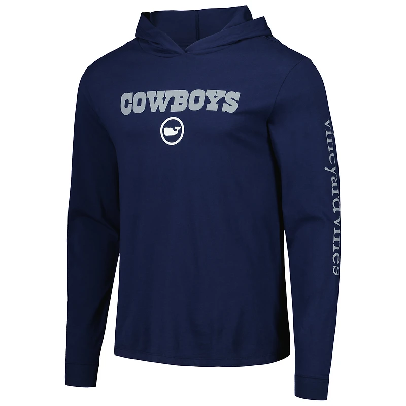 T-shirt à manches longues pour homme Vineyard Vines Navy Dallas Cowboys Whale Dot Hoodie