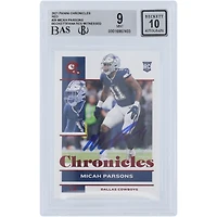 Micah Parsons Dallas Cowboys Autographed 2021 Panini Chronicles #28 Beckett Fanatics Witnessed Authenticated 9/10 Rookie Card