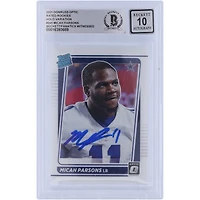 Carte Rookie Holo 2021 autographiée Panini Donruss Optic Rated Rookie Variation #245 Beckett Fanatics Witnessed Authenticated 10 Rookie Card de Micah Parsons Dallas Cowboys