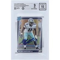 Carte de recrue 9/10 authentifiée 2021 Panini Donruss Optic autographiée par Micah Parsons des Cowboys de Dallas classée Rookie #245 Beckett Fanatics