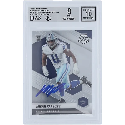 Micah Parsons Dallas Cowboys Autographed 2021 Panini Mosaic #362 Beckett Fanatics Witnessed Authenticated / Rookie Card