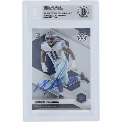Micah Parsons Dallas Cowboys Autographed 2021 Panini Mosaic #362 Beckett Fanatics Witnessed Authenticated Rookie Card