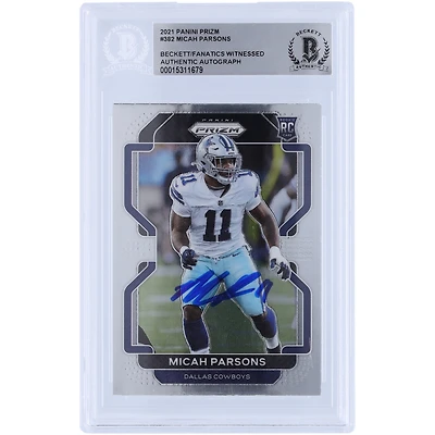 Micah Parsons Dallas Cowboys Autographed 2021 Panini Prizm #382 Beckett Fanatics Witnessed Authenticated Rookie Card