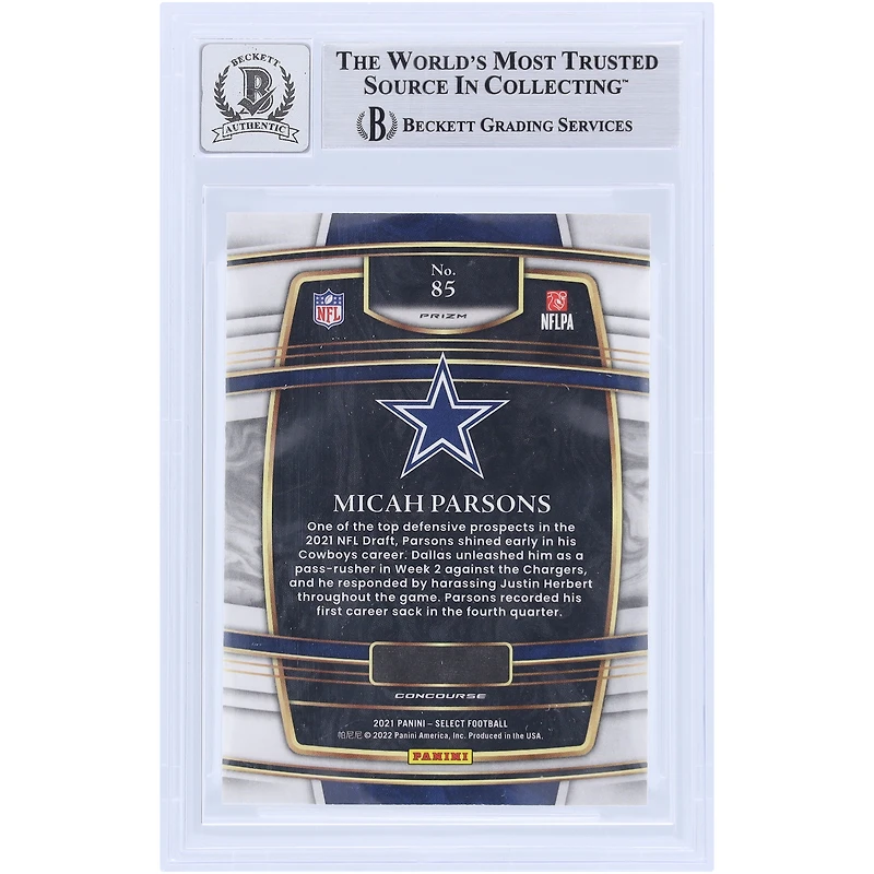 V106832 COW Micah Parsons Dallas Cowboys Autographié 2021 Panini Select Concourse Silver Prizm #85 Beckett Fanatics Witnessed Authenticated 9/10 Rookie Card 11 Micah Parsons AUT PAA TRADING CARDS 45867 AUTTRC CA01F08328 #68
