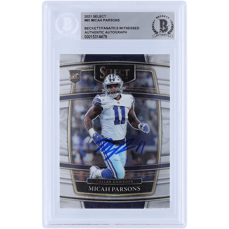 Carte de recrue authentifiée autographiée par Micah Parsons Dallas Cowboys Panini Select #85 2021 Beckett Fanatics