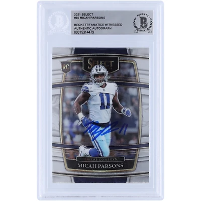 Carte de recrue authentifiée autographiée par Micah Parsons Dallas Cowboys Panini Select #85 2021 Beckett Fanatics