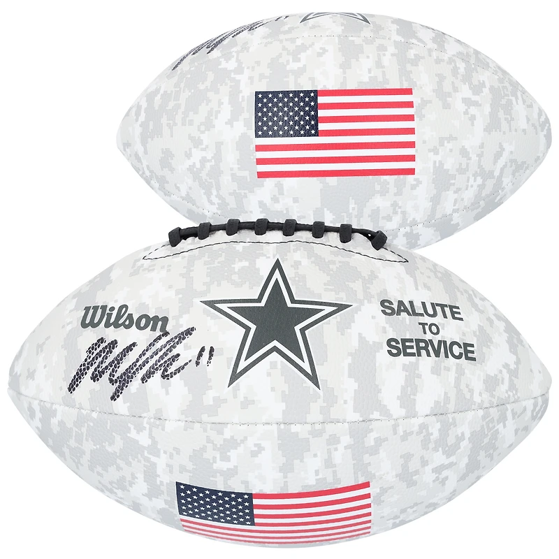 Micah Parsons Dallas Cowboys autographié 2024 Salute To Service Wilson Football