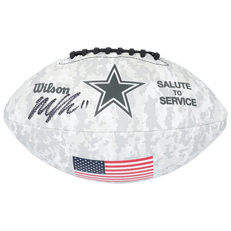 Micah Parsons Dallas Cowboys autographié 2024 Salute To Service Wilson Football