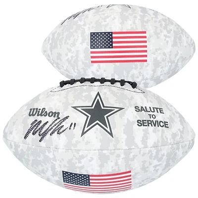 Micah Parsons Dallas Cowboys autographié 2024 Salute To Service Wilson Football