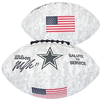 Micah Parsons Dallas Cowboys autographié 2024 Salute To Service Wilson Football