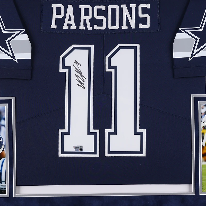 Maillot Nike en édition limitée bleu marine avec encadré SM Deluxe autographié par Micah Parsons des Dallas Cowboys