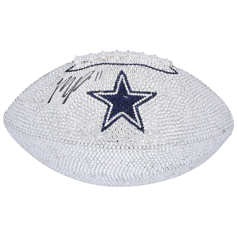 Micah Parsons Dallas Cowboys Autographed Swarovski Crystal White Panel Football - Art by Rock On Sports 
