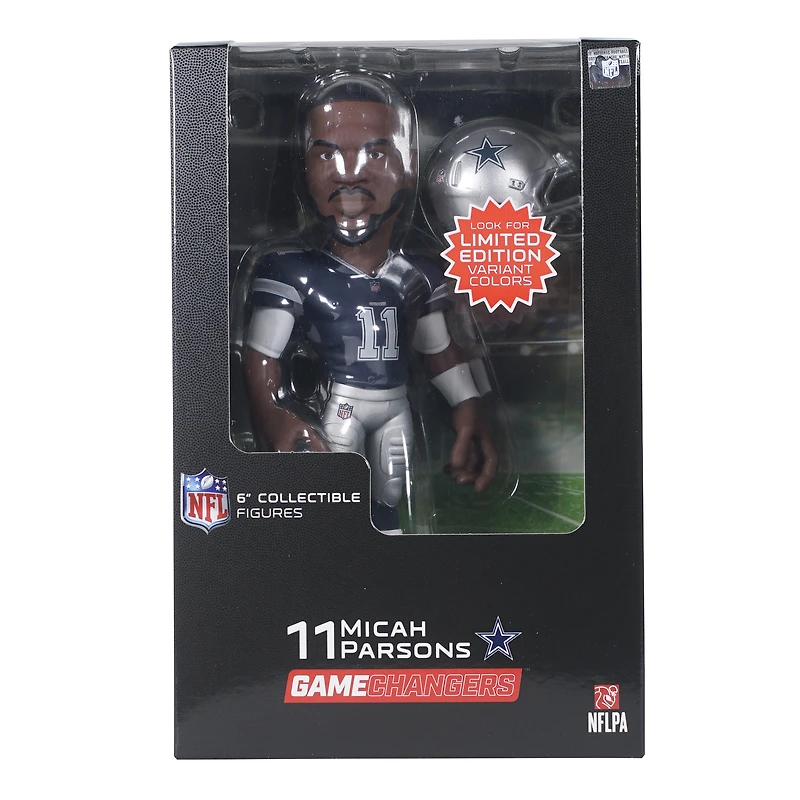 Figurine en vinyle GameChanger de 6 pouces de Micah Parsons Dallas Cowboys Series 4 - Recherchez des variantes de couleurs unies rares