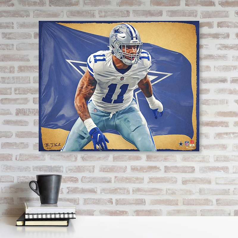 Impression giclée sur toile tendue de Micah Parsons Dallas Cowboys 20" x 24" - Conçue et signée par l'artiste Brian Konnick - Édition limitée à 25 exemplaires